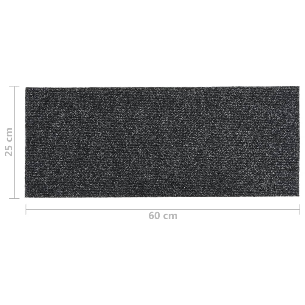 Trappematter selvklebende 15 stk 60x25 cm mørkegrå rektangulære
