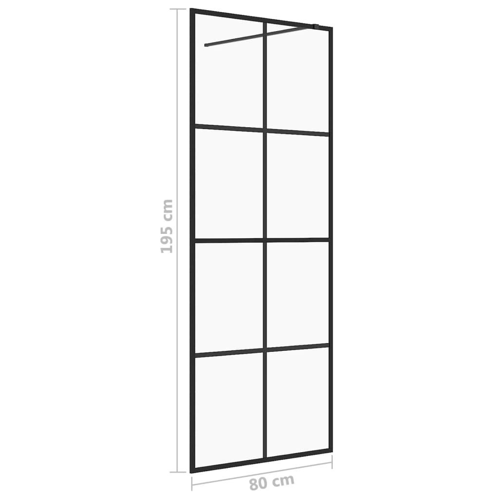 Dusjvegg med klart ESG-glass 80x195 cm svart