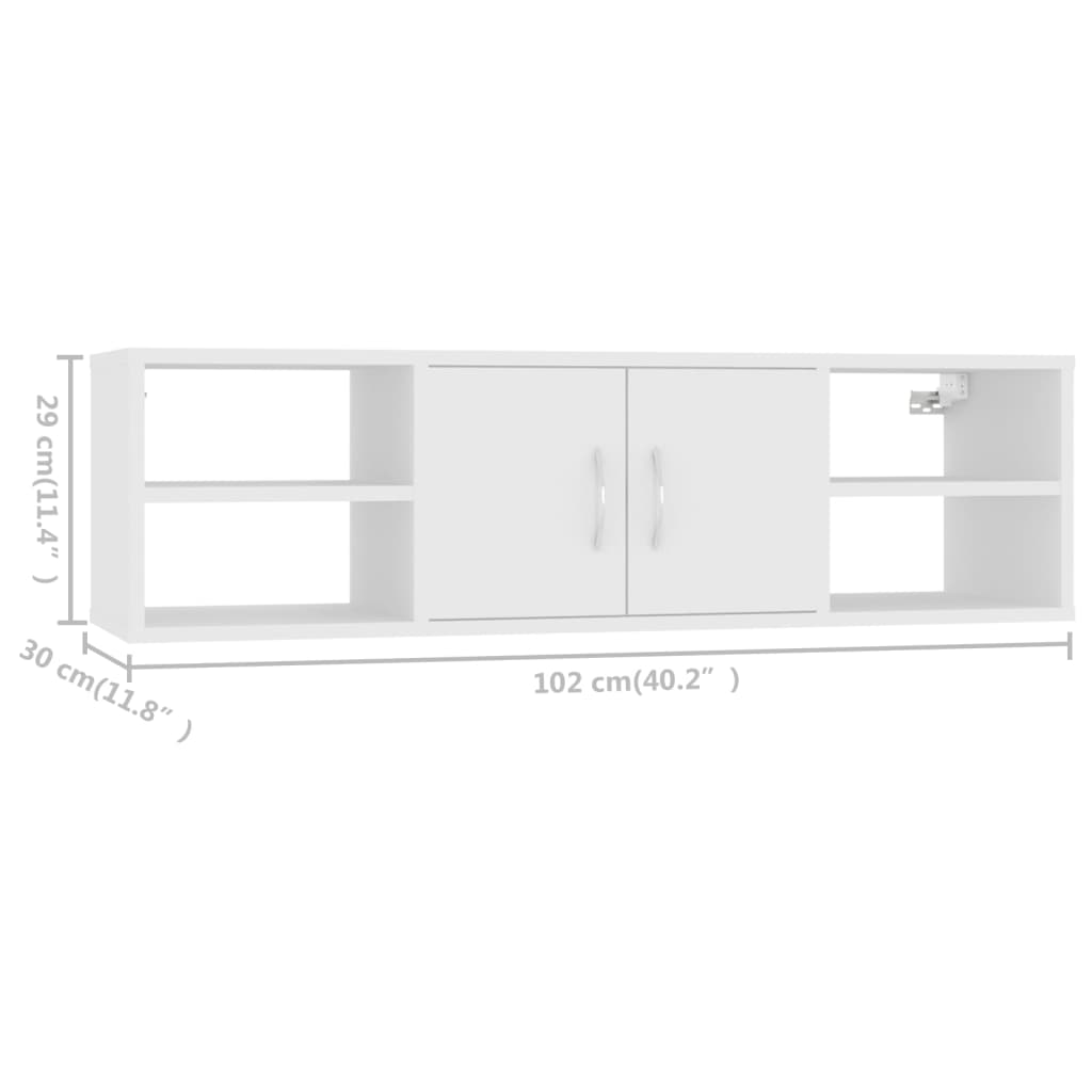 Vegghylle hvit 102x30x29 cm sponplate