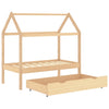 Ramme for barneseng med skuff heltre furu 70x140 cm