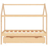 Ramme for barneseng med skuff heltre furu 80x160 cm