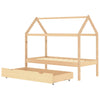 Ramme for barneseng med skuff heltre furu 80x160 cm