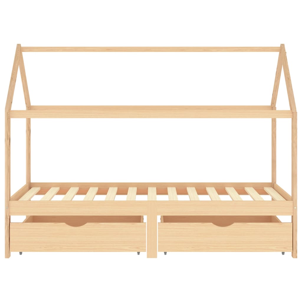 Sengeramme for barn med skuffer heltre furu 90x200 cm