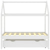 Ramme for barneseng med skuff hvit heltre furu 70x140 cm