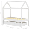Ramme for barneseng med skuff hvit heltre furu 70x140 cm