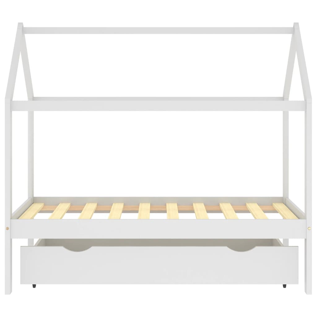 Ramme for barneseng med skuff heltre furu hvit 80x160 cm