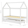 Ramme for barneseng med skuff heltre furu hvit 80x160 cm