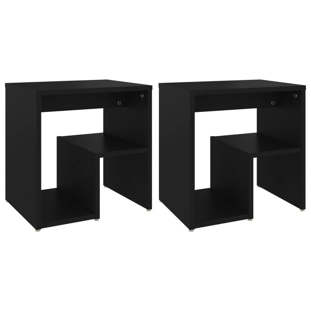Nattbord 2 stk svart 40x30x40 cm konstruert tre