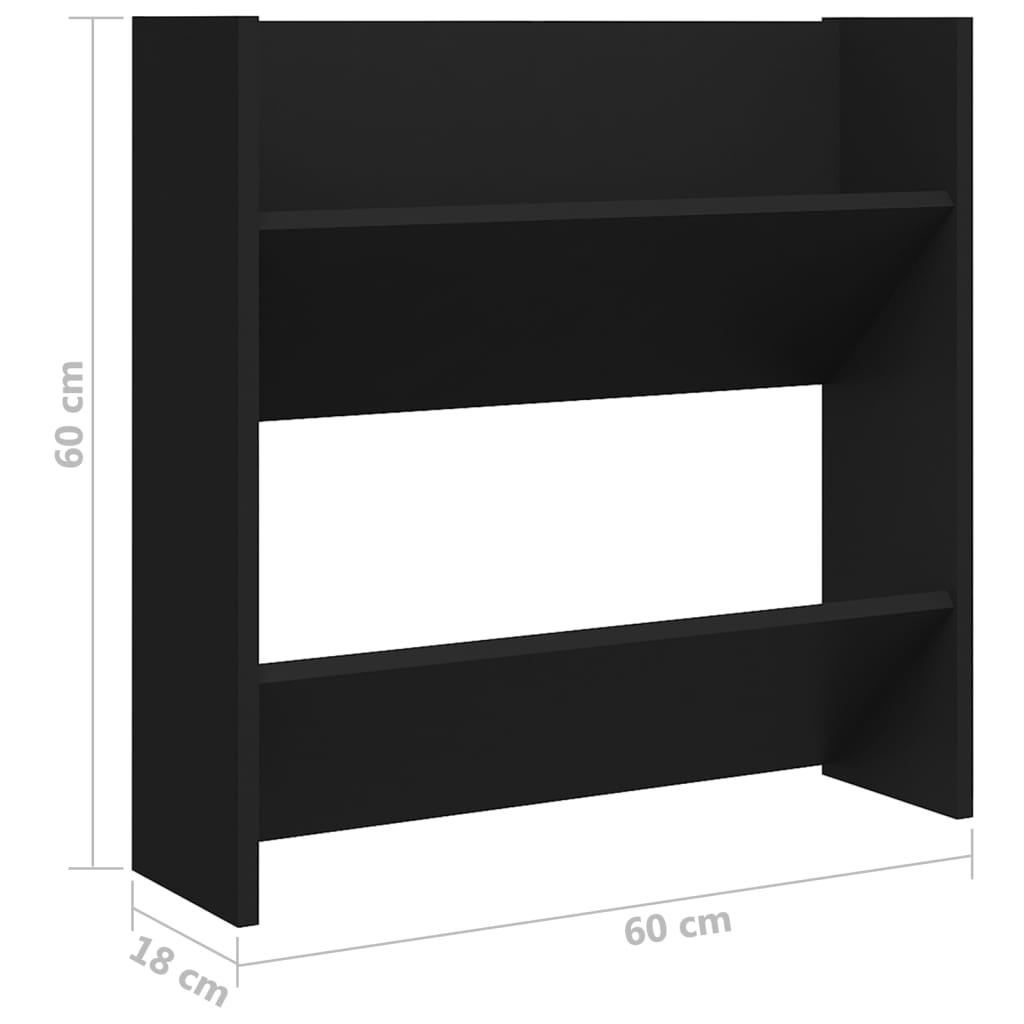 Veggskoskap 4 stk svart 60x18x60 cm konstruert tre