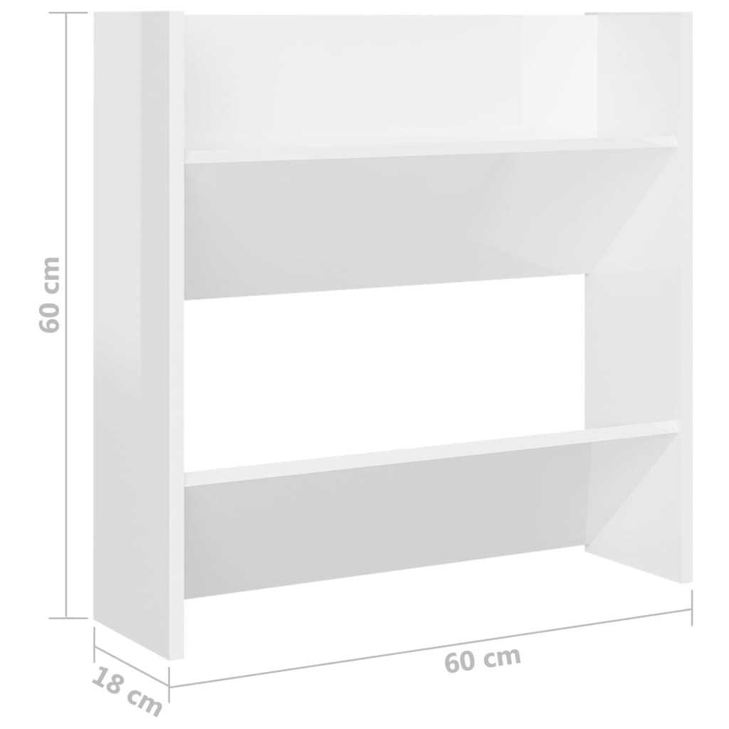 Veggskoskap 4 stk høyglans hvit 60x18x60 cm konstruert tre