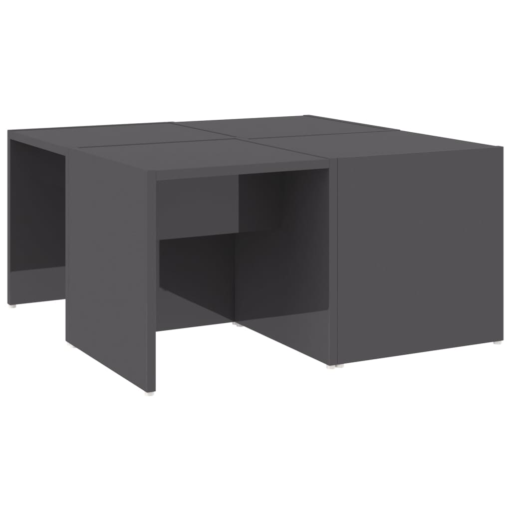 Salongbord 4 stk høyglans grå 33x33x33 cm konstruert tre