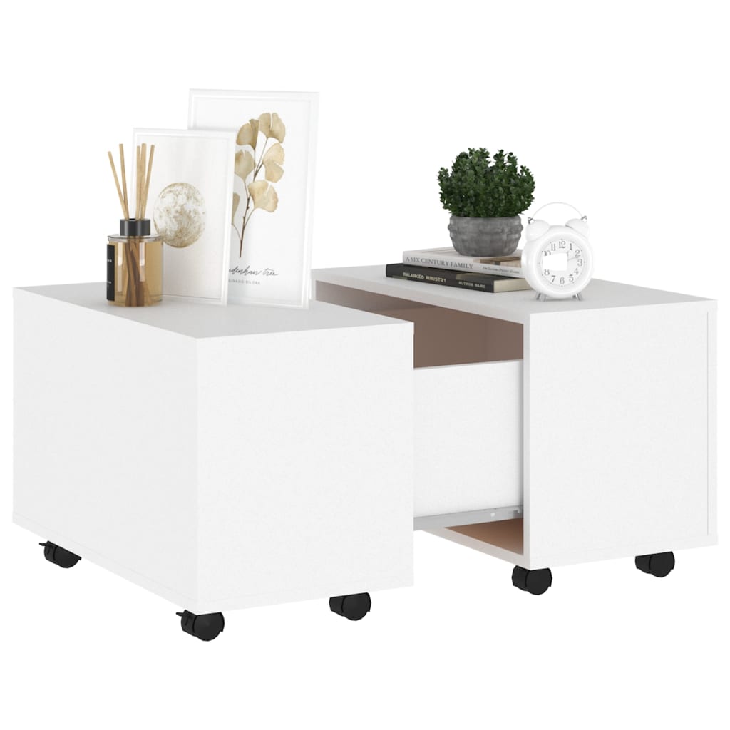 Salongbord hvit 60x60x38 cm konstruert tre