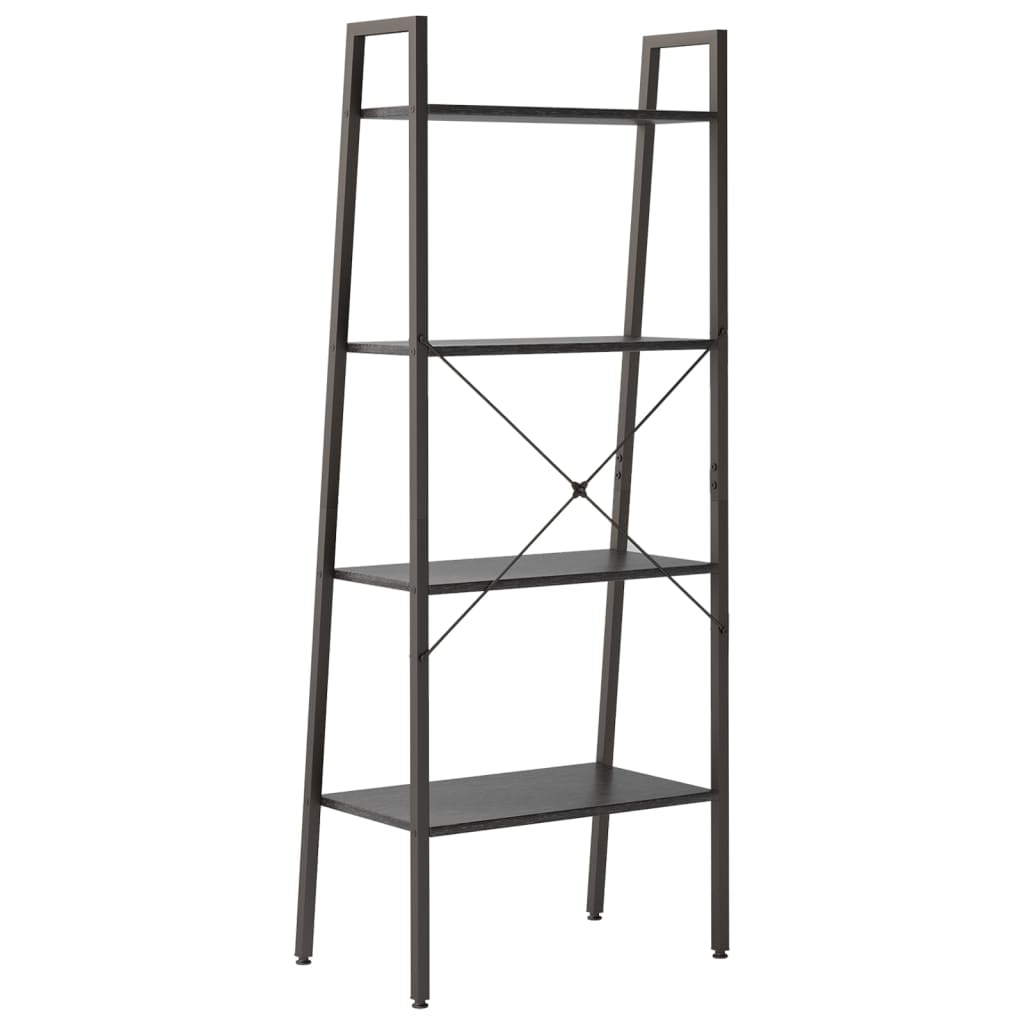 Gulvhyller 4 etasjer svart 56x35x140 cm