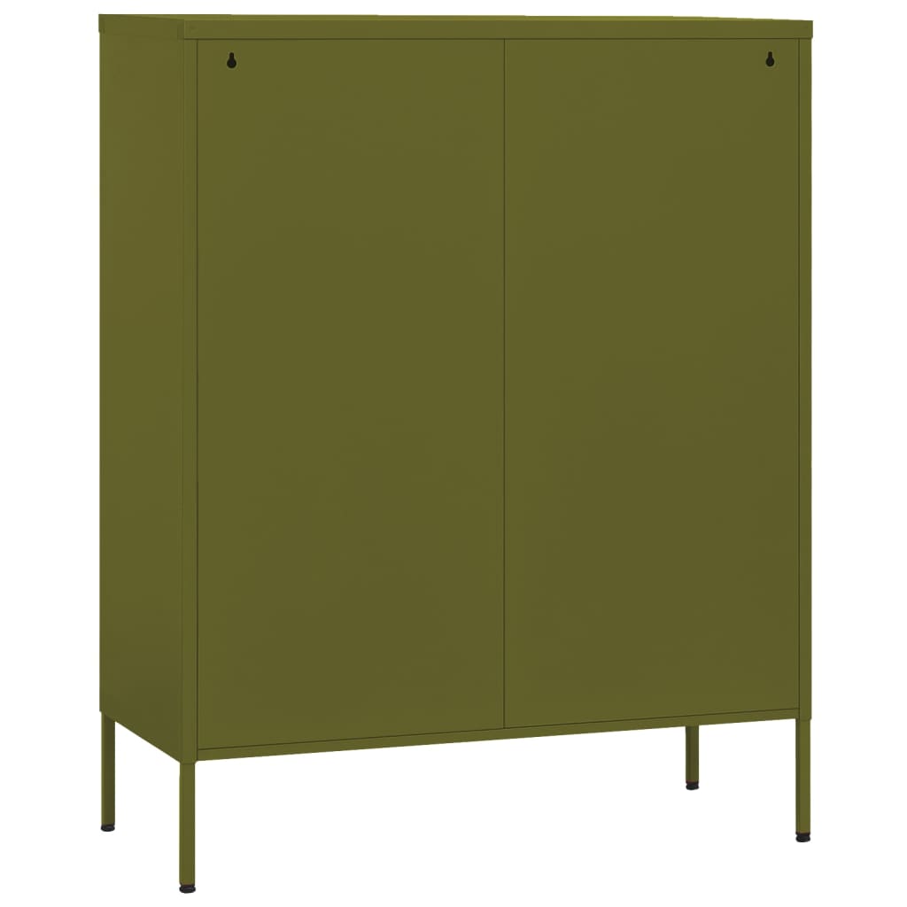 Oppbevaringsskap olivengrønn 80x35x101,5 cm stål