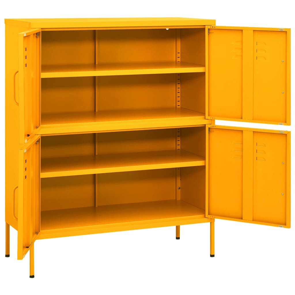 Oppbevaringsskap sennepsgul 80x35x101,5 cm stål
