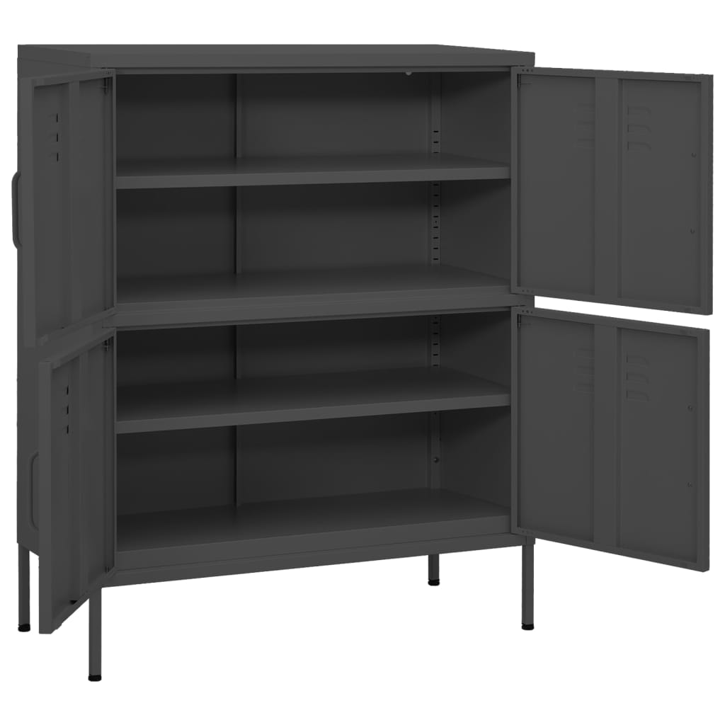 Oppbevaringsskap antrasitt 80x35x101,5 cm stål