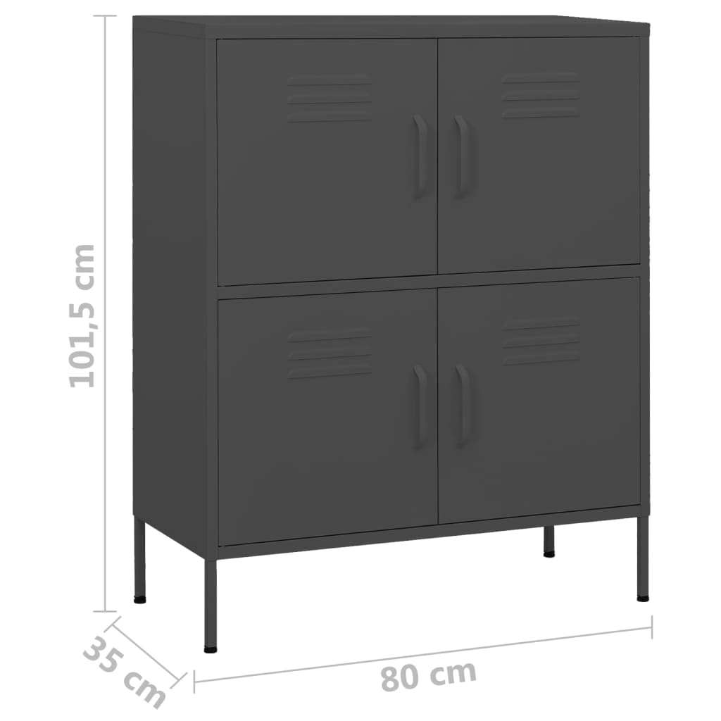 Oppbevaringsskap antrasitt 80x35x101,5 cm stål