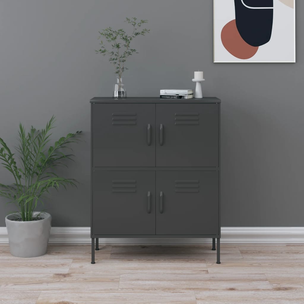 Oppbevaringsskap antrasitt 80x35x101,5 cm stål