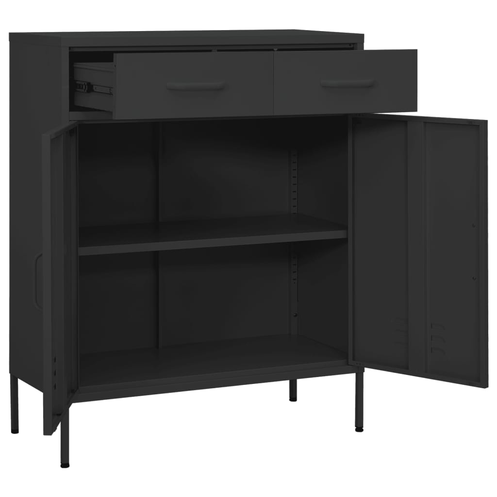 Oppbevaringsskap antrasitt 80x35x101,5 cm stål
