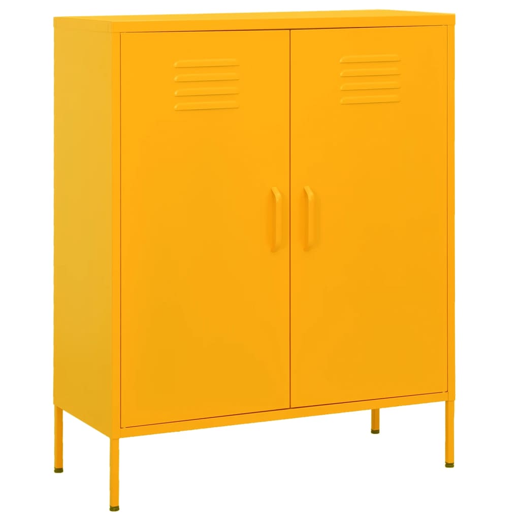 Oppbevaringsskap sennepsgul 80x35x101,5 cm stål