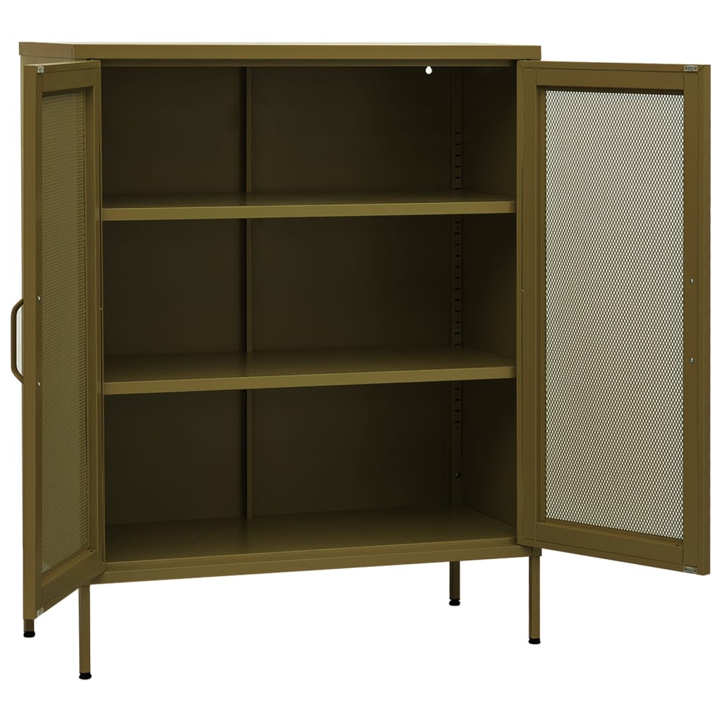 Oppbevaringsskap olivengrønn 80x35x101,5 cm stål