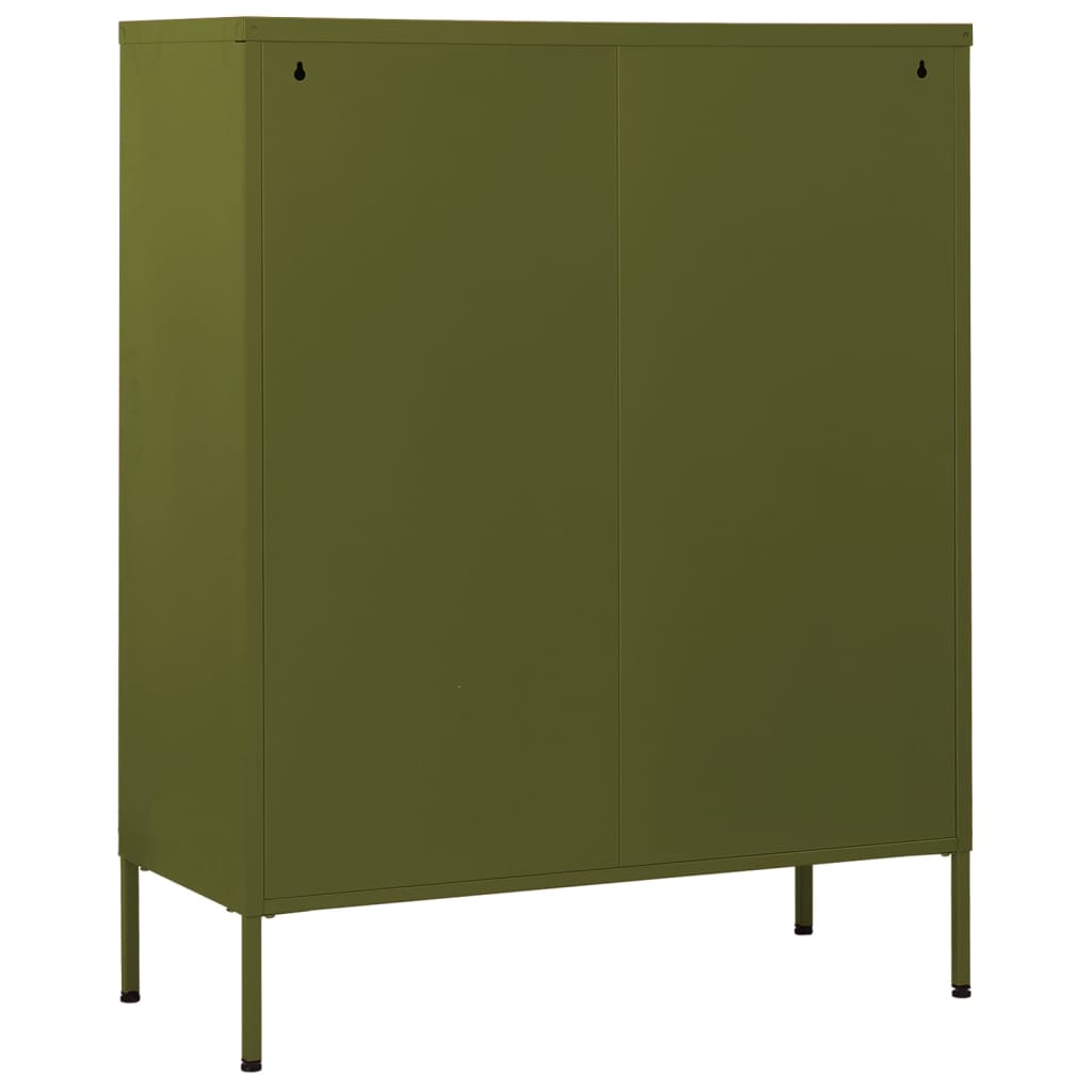 Kommode olivengrønn 80x35x101,5 cm stål