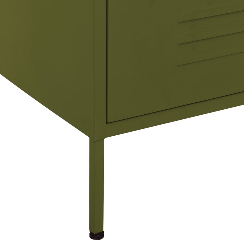 Kommode olivengrønn 80x35x101,5 cm stål