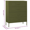 Kommode olivengrønn 80x35x101,5 cm stål