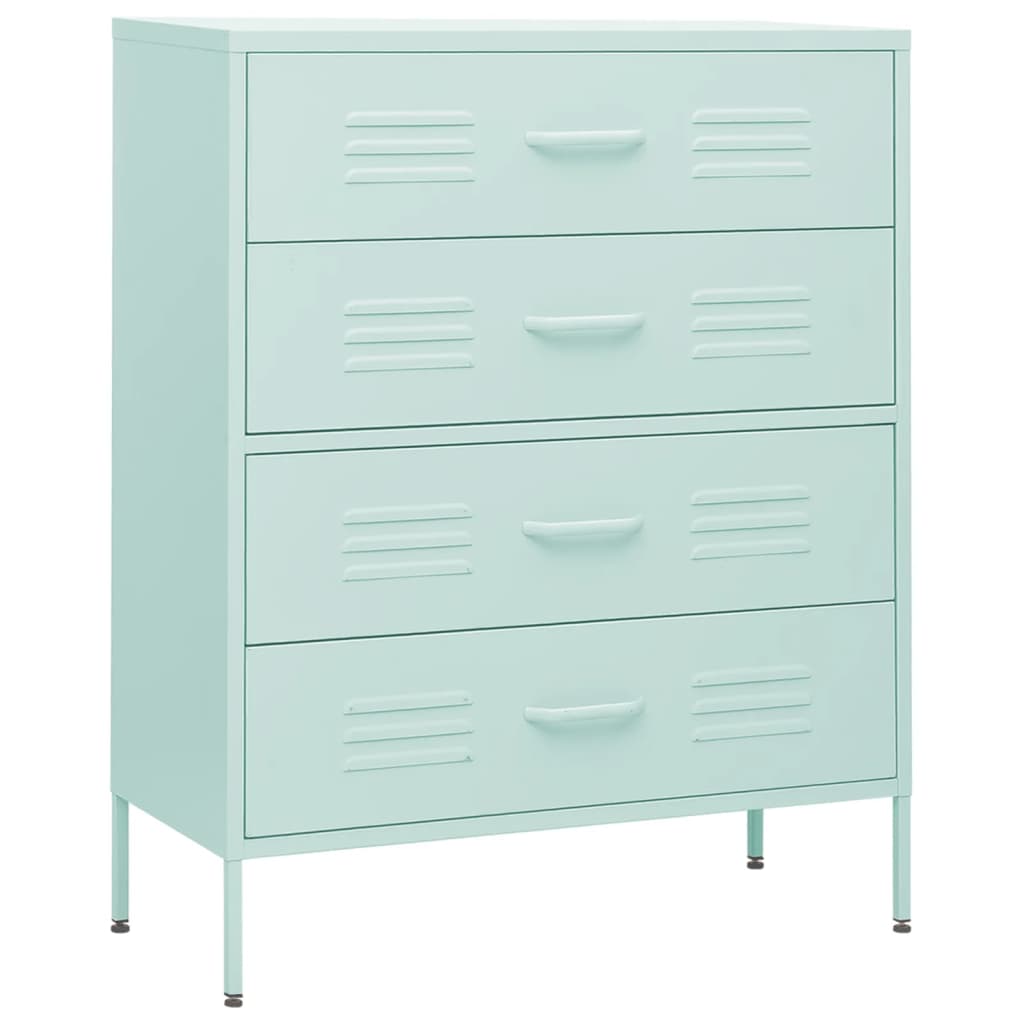 Kommode myntegrønn 80x35x101,5 cm stål