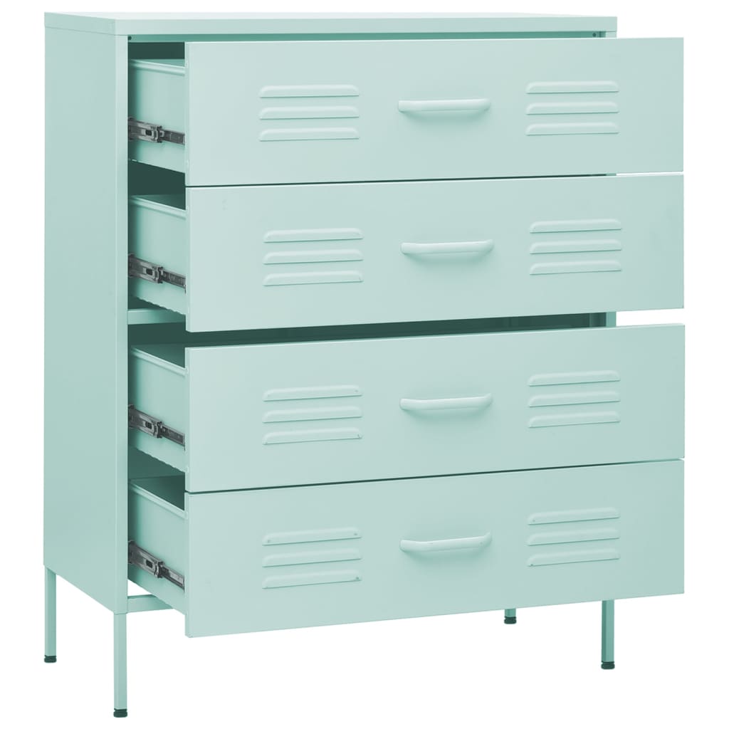 Kommode myntegrønn 80x35x101,5 cm stål