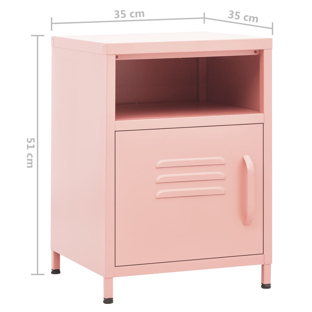 Nattbord rosa 35x35x51 cm stål