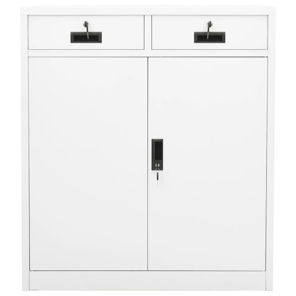 Kontorskap hvit 90x40x102 cm stål