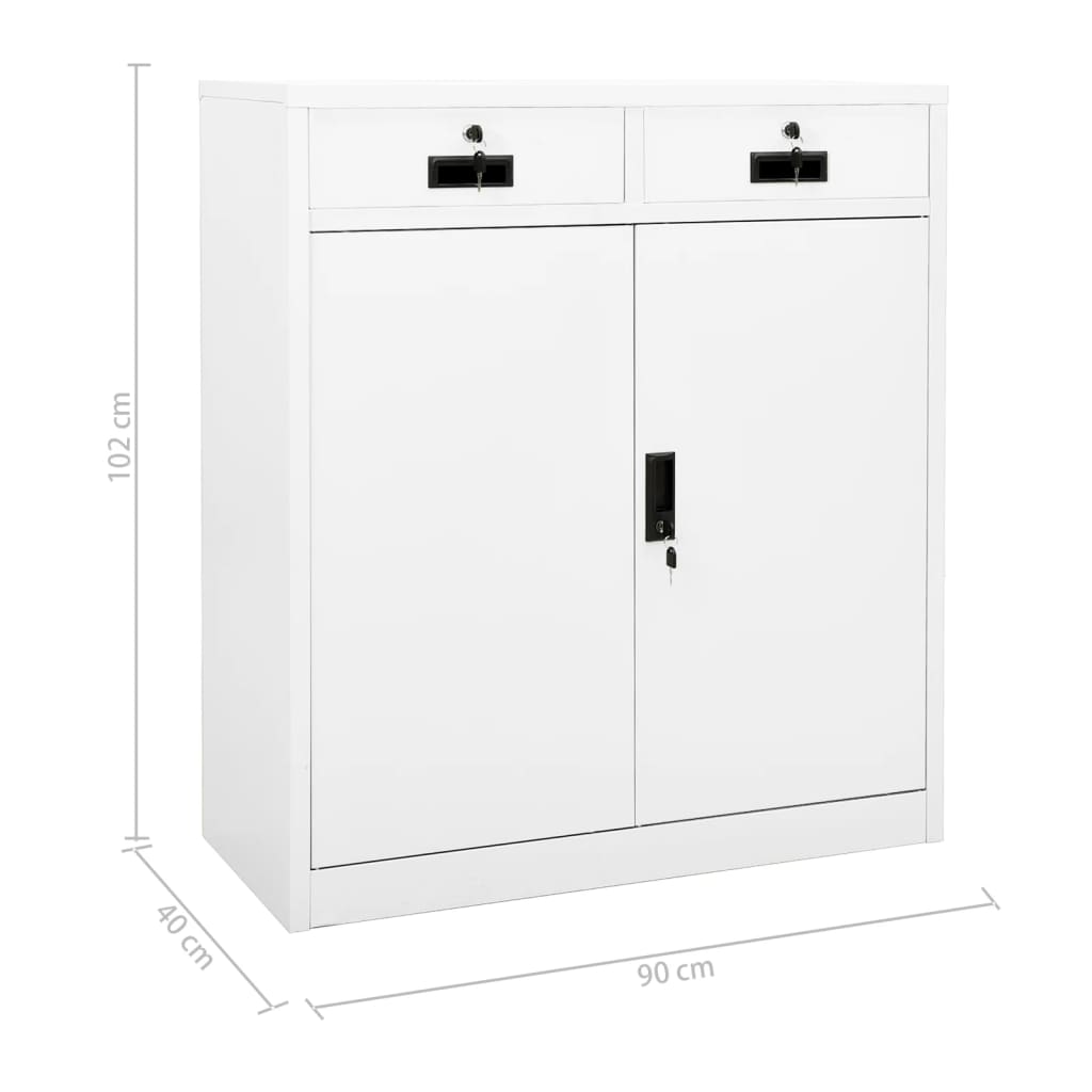 Kontorskap hvit 90x40x102 cm stål