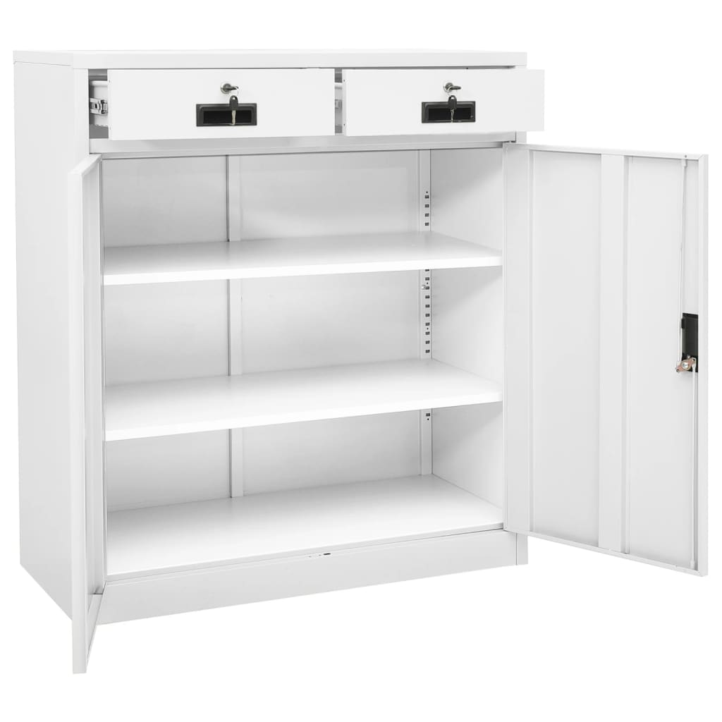Kontorskap hvit 90x40x102 cm stål