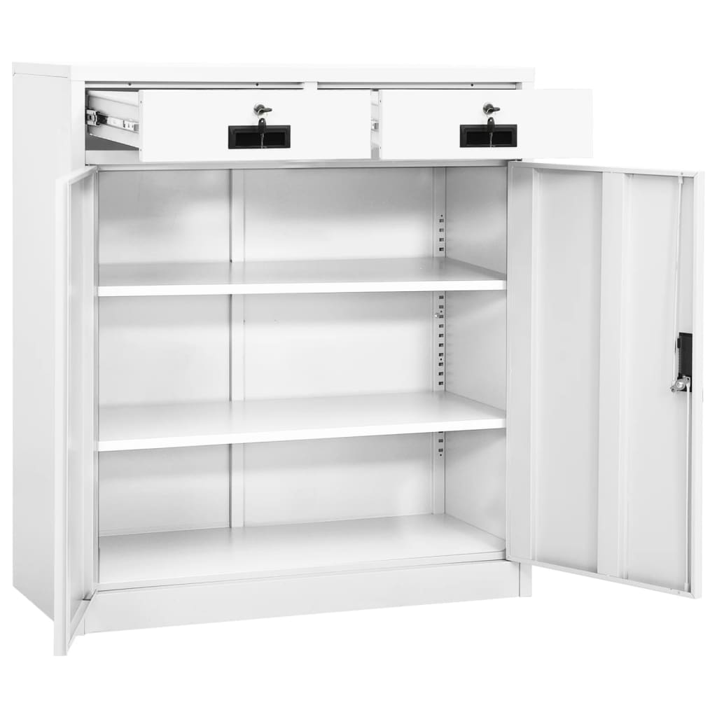 Kontorskap hvit 90x40x102 cm stål