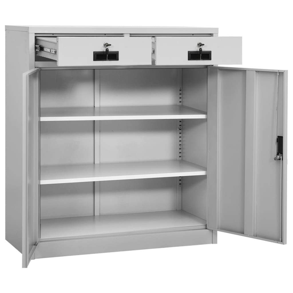 Kontorskap lysegrå 90x40x102 cm stål