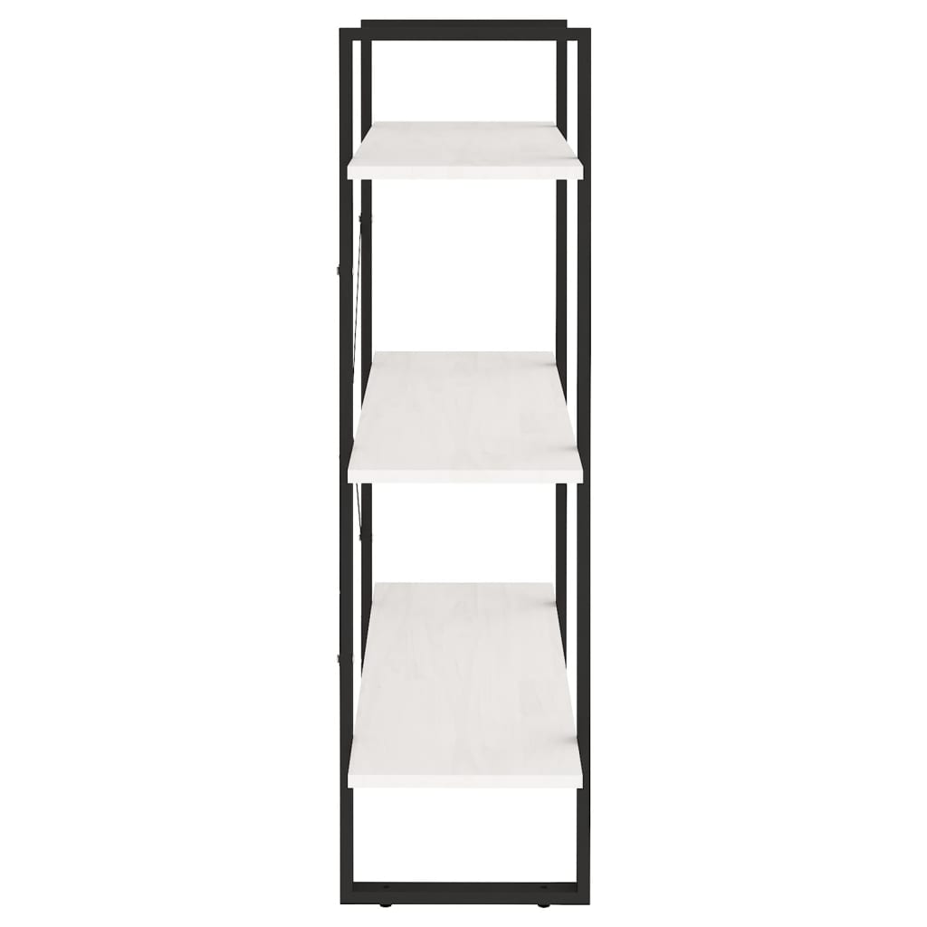Bokhylle 3 nivåer hvit 80x30x105 cm heltre furu
