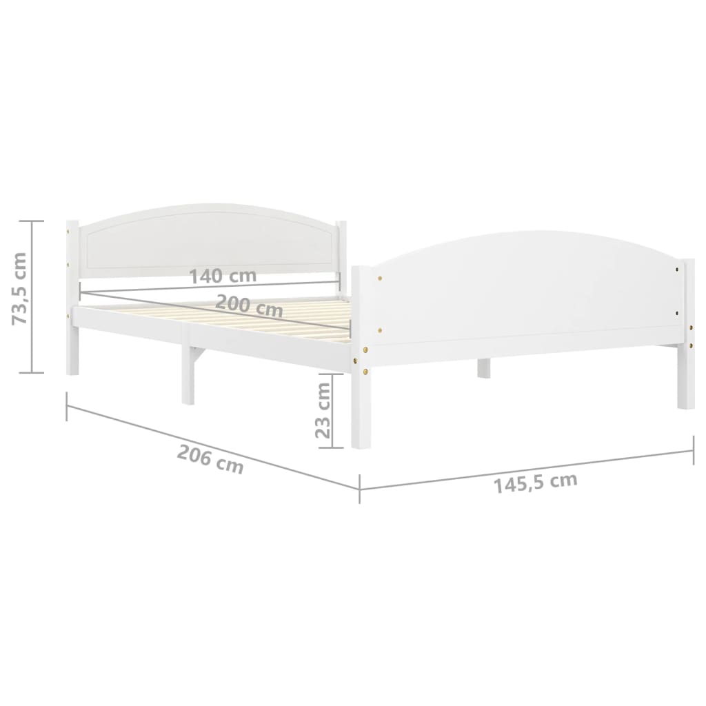 Sengeramme hvit heltre furu 140x200 cm