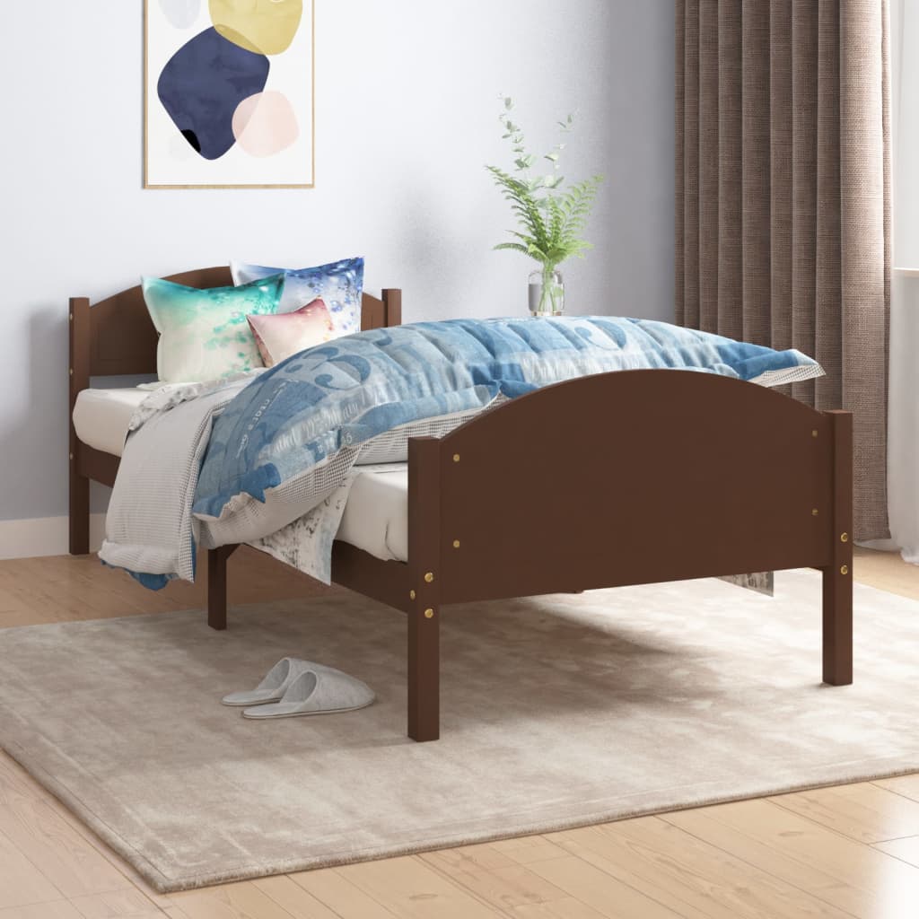 Sengeramme mørkebrun heltre furu 100x200 cm