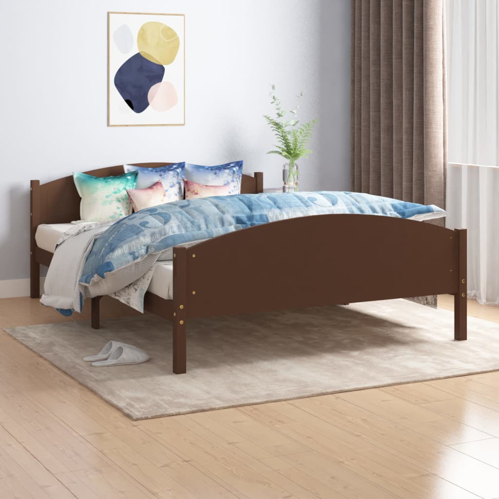 Sengeramme mørkebrun heltre furu 160x200 cm