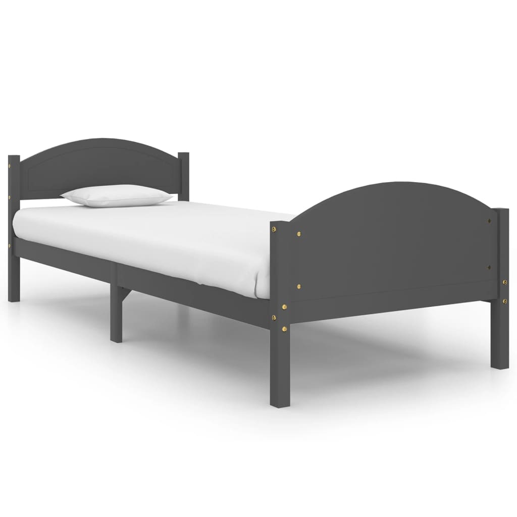 Sengeramme mørkegrå heltre furu 100x200 cm