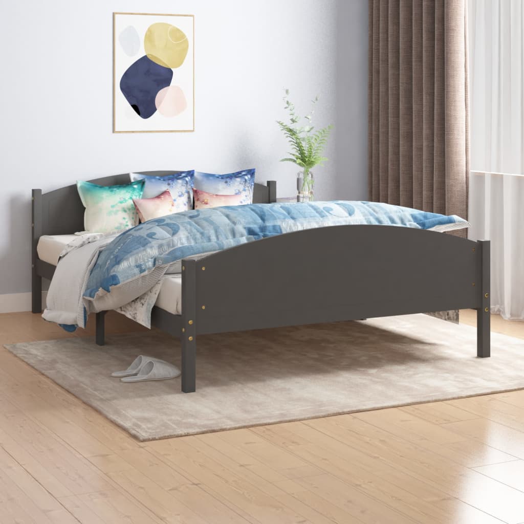 Sengeramme mørkegrå heltre furu 160x200 cm