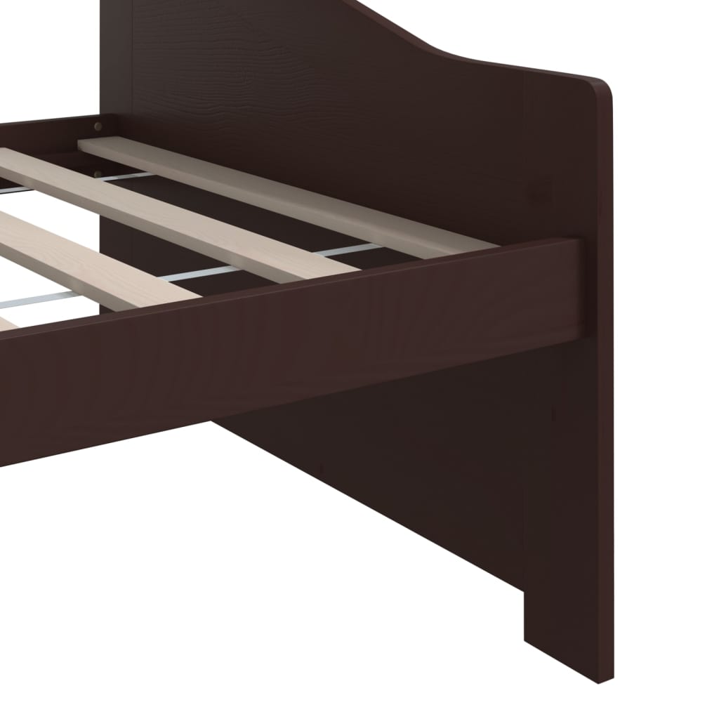 Sengeramme 3 seter heltre furu 90x200 cm mørkebrun