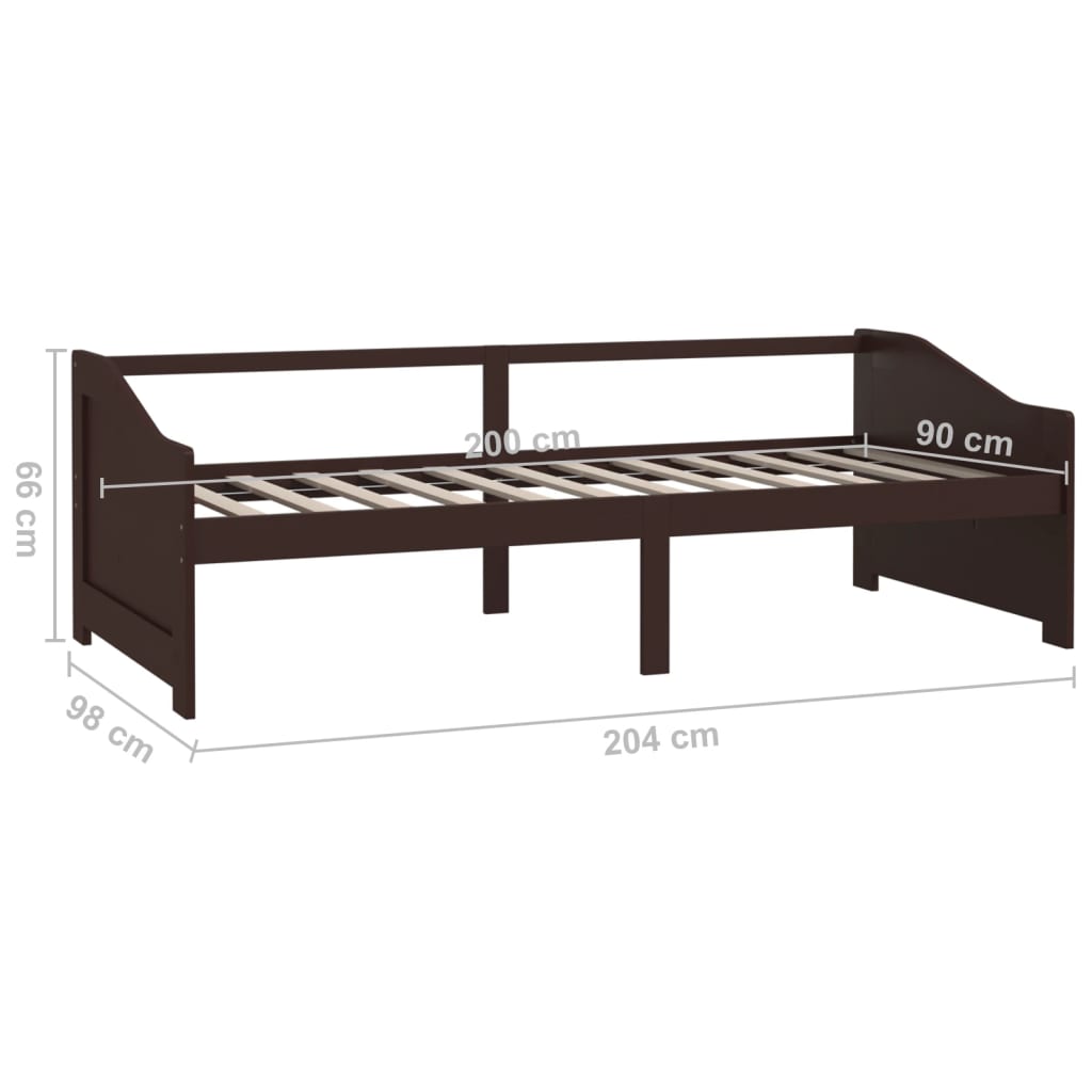 Sengeramme 3 seter heltre furu 90x200 cm mørkebrun