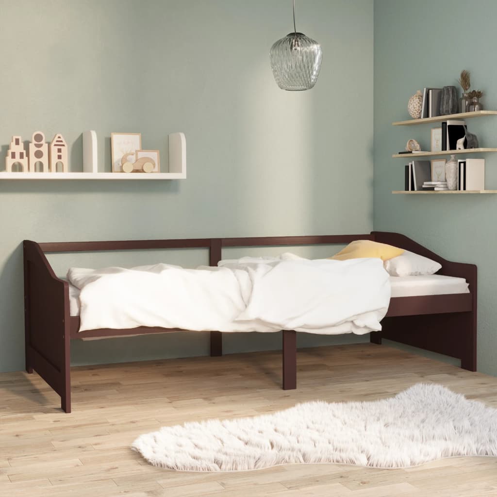 Sengeramme 3 seter heltre furu 90x200 cm mørkebrun