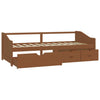 Sengeramme 3 seter med skuffer heltre furu 90x200cm honningbrun