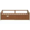 Sengeramme 3 seter med skuffer heltre furu 90x200cm honningbrun