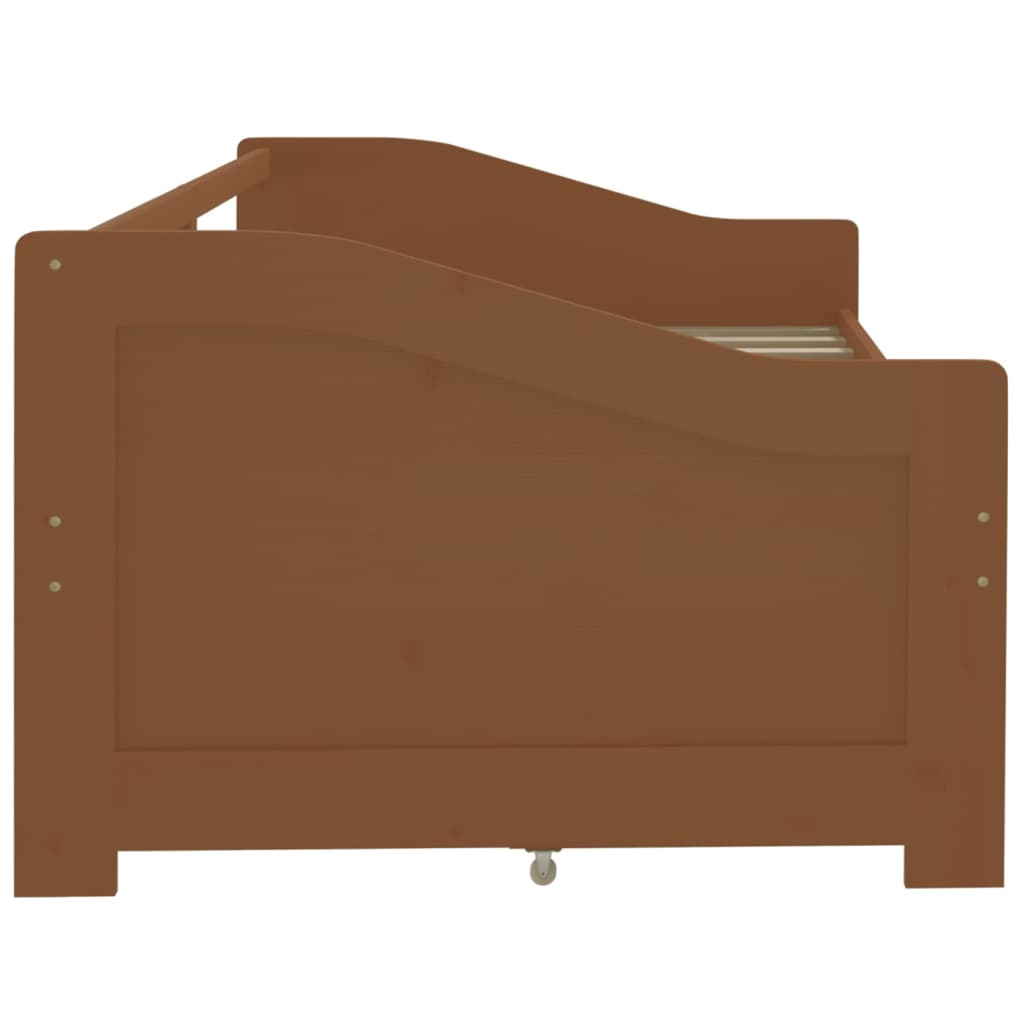 Sengeramme 3 seter med skuffer heltre furu 90x200cm honningbrun