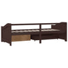Sengeramme 3 seter med skuffer heltre furu 90x200 cm mørkebrun