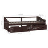 Sengeramme 3 seter med skuffer heltre furu 90x200 cm mørkebrun